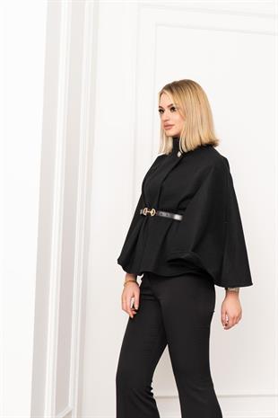 Dik Yaka Kemerli Kısa Panço 2620