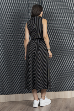 Dikine Çizgili Yelek ve Etek Takım 1240