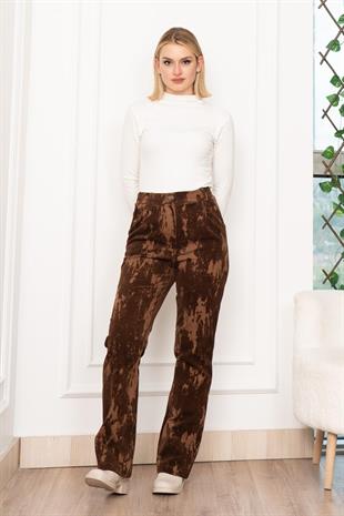 Düz Paça Kadife Dokulu Gabardin Cepli Pantolon 30312