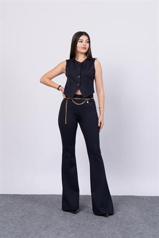 Etek Ucu Üçgen Çelik Örme Yelek 9120