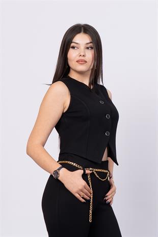 Etek Ucu Üçgen Çelik Örme Yelek 9120