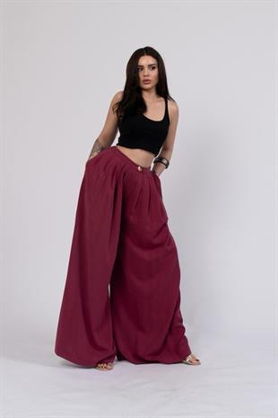Extra Bol Paça Rahat Kesim Beli Lastikli Pantolon 30267