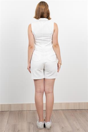 Gabardin Kumaş Şort Yelek Takım 1251
