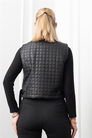 Grogren Yan Kemerli Kapitone Klasik Yelek 9139