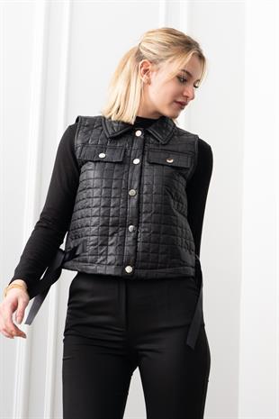 Grogren Yan Kemerli Kapitone Klasik Yelek 9139