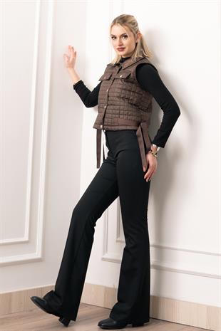 Grogren Yan Kemerli Kapitone Klasik Yelek 9139