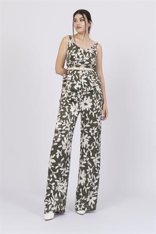 Kalın Askılı Kemerli Bluz ve Pantolon İkili Takım