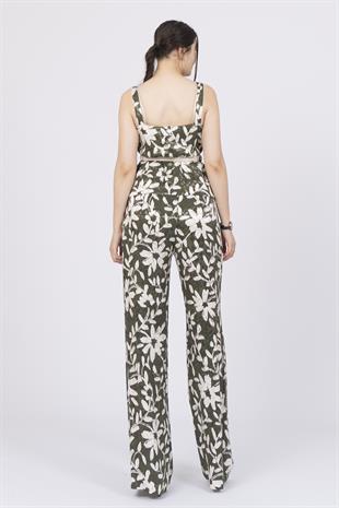 Kalın Askılı Kemerli Bluz ve Pantolon İkili Takım