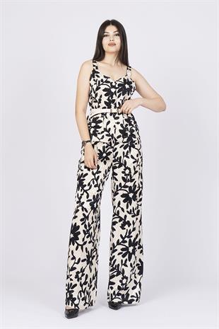 Kalın Askılı Kemerli Bluz ve Pantolon İkili Takım