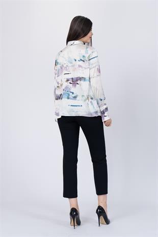 Kalın Manşetli Desenli Gömlek 70011