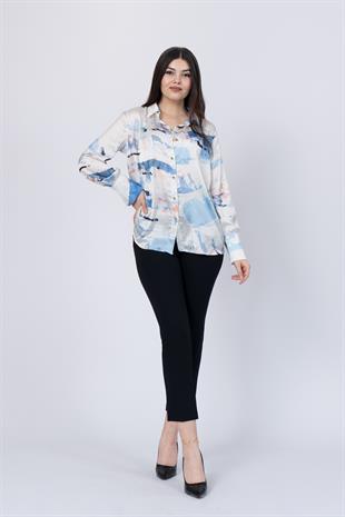 Kalın Manşetli Desenli Gömlek 70011