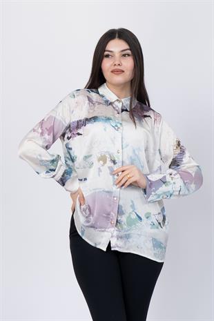 Kalın Manşetli Desenli Gömlek 70011