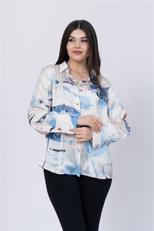 Kalın Manşetli Desenli Gömlek 70011