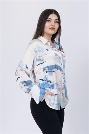 Kalın Manşetli Desenli Gömlek 70011