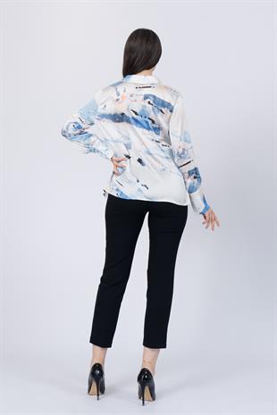 Kalın Manşetli Desenli Gömlek 70011