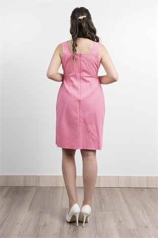 Kapak Cepli Kot Gabardin Kalın Askılı Elbise 50327