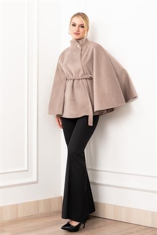 Kaşe Kuşaklı Dik Yaka Panço 2626