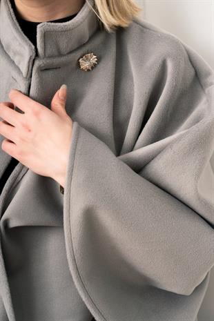 Kaşe Kuşaklı Dik Yaka Panço 2626