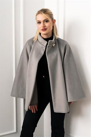 Kaşe Kuşaklı Dik Yaka Panço 2626