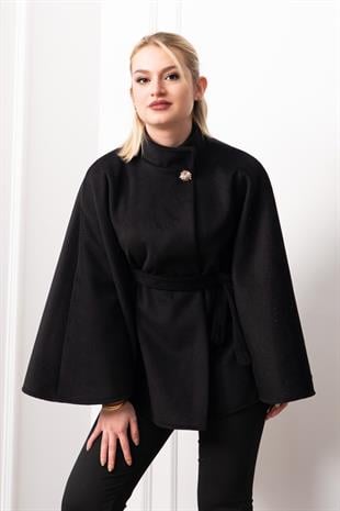 Kaşe Kuşaklı Dik Yaka Panço 2626