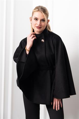 Kaşe Kuşaklı Dik Yaka Panço 2626