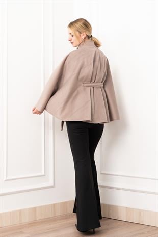 Kaşe Kuşaklı Dik Yaka Panço 2626