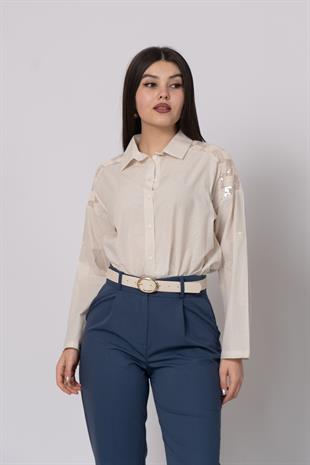 Kemerli Düz Kısa Paça Cepli Pantolon 30224