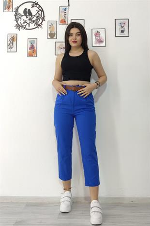 Kemerli Gabardin Kot Kumaş Kalem Denim Pantolon 3880