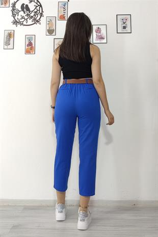 Kemerli Gabardin Kot Kumaş Kalem Denim Pantolon 3880
