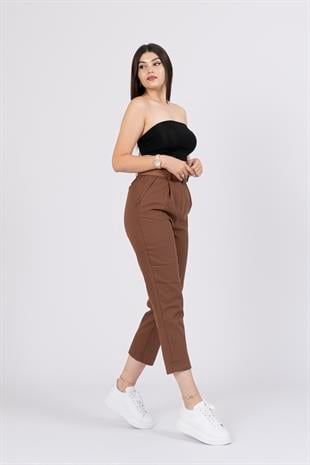 Kemerli Gabardin Kot Kumaş Kalem Denim Pantolon 3880