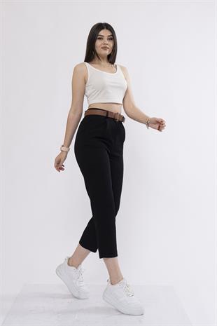 Kemerli Gabardin Kot Kumaş Kalem Denim Pantolon 3880