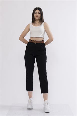 Kemerli Gabardin Kot Kumaş Kalem Denim Pantolon 3880