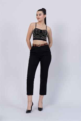 Kemerli Klasik Cepli Kumaş Pantolon 30227