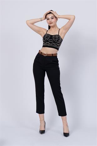 Kemerli Klasik Cepli Kumaş Pantolon 30227