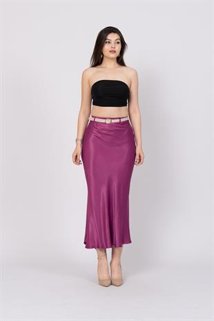 Kemerli Ve Beli Lastikli Verev Saten Etek 6791