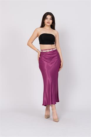 Kemerli Ve Beli Lastikli Verev Saten Etek 6791