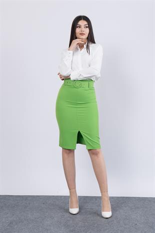 Kemerli ve Yırtmaçlı Vazo Etek 6407