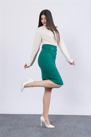 Kemerli ve Yırtmaçlı Vazo Etek 6407