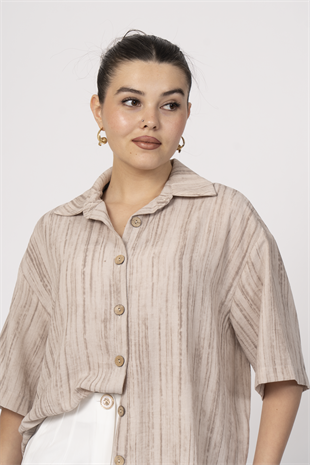 Keten Oversize Gömlek 70039