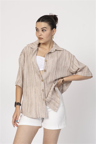 Keten Oversize Gömlek 70039