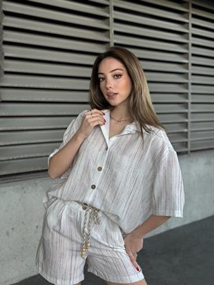 Keten Oversize Gömlek 70039