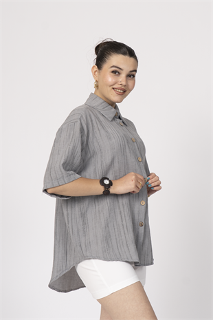 Keten Oversize Gömlek 70039