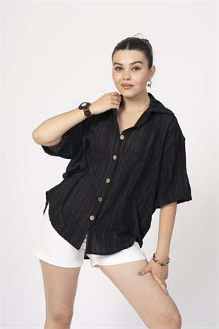 Keten Oversize Gömlek 70039