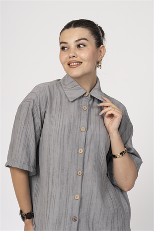 Keten Oversize Gömlek 70039