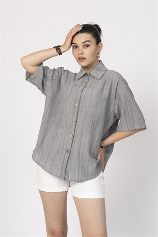 Keten Oversize Gömlek 70039