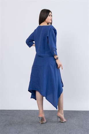 Kısa Kol Kayık Yaka Bluz Ve Kruvaze Model Etek 1188