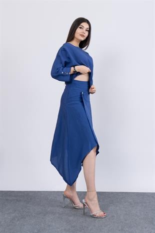 Kısa Kol Kayık Yaka Bluz Ve Kruvaze Model Etek 1188