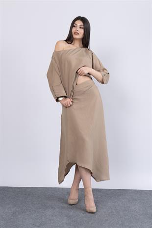 Kısa Kol Kayık Yaka Bluz Ve Kruvaze Model Etek 1188