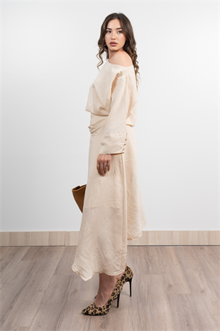 Kısa Kol Kayık Yaka Bluz Ve Kruvaze Model Etek 1188