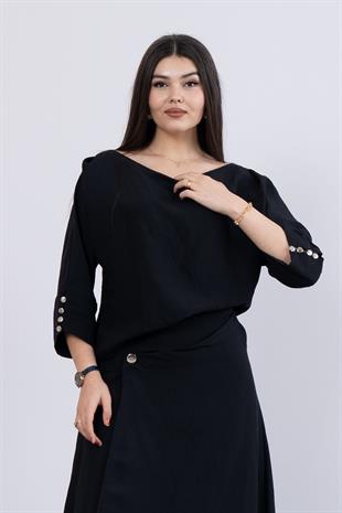 Kısa Kol Kayık Yaka Bluz Ve Kruvaze Model Etek 1188